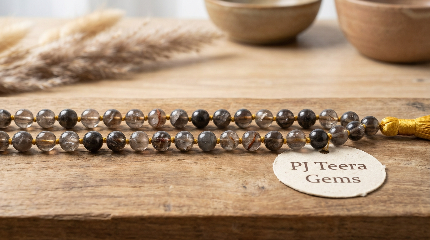 Smoky Quartz Mala | 108 Bead Grounding & Protection Necklace | knotted mala | japa mala 2